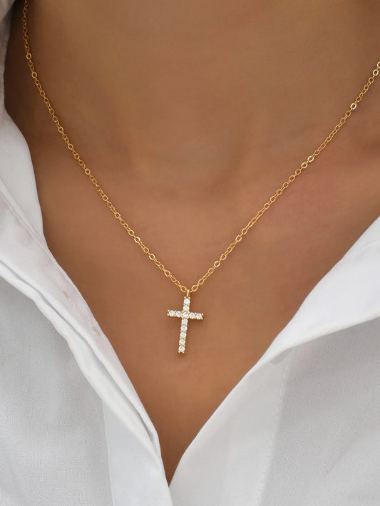 Crystal cross pendant necklace