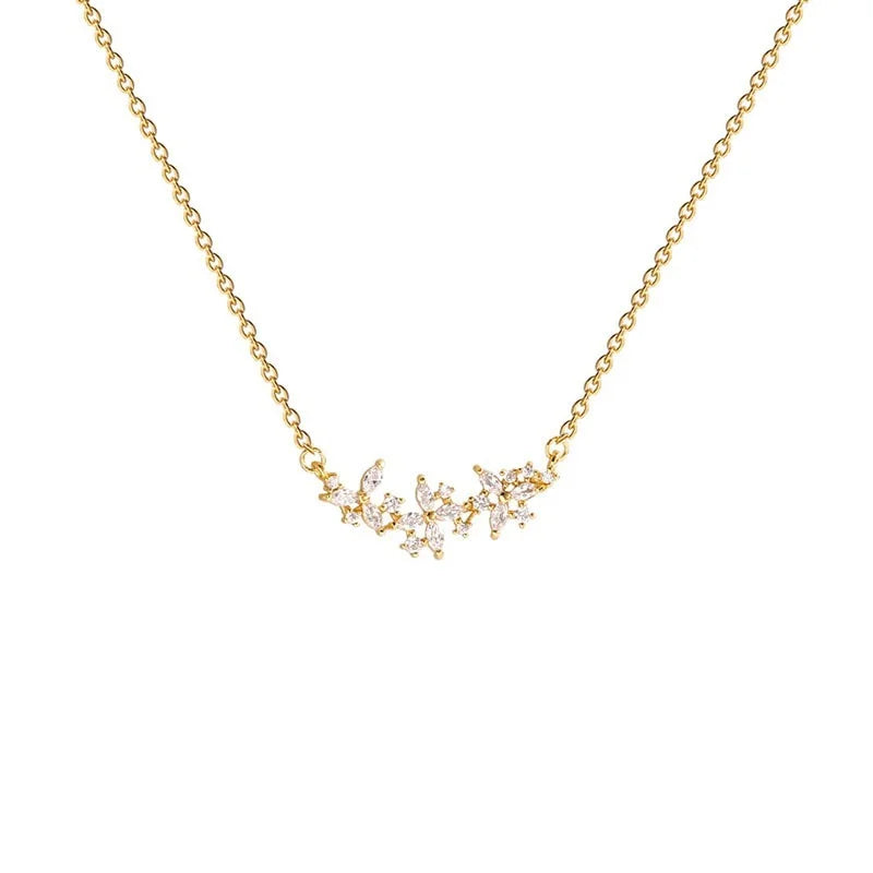 Flower Petals Pendant Necklace  Luxury Zirconia Choker Necklaces